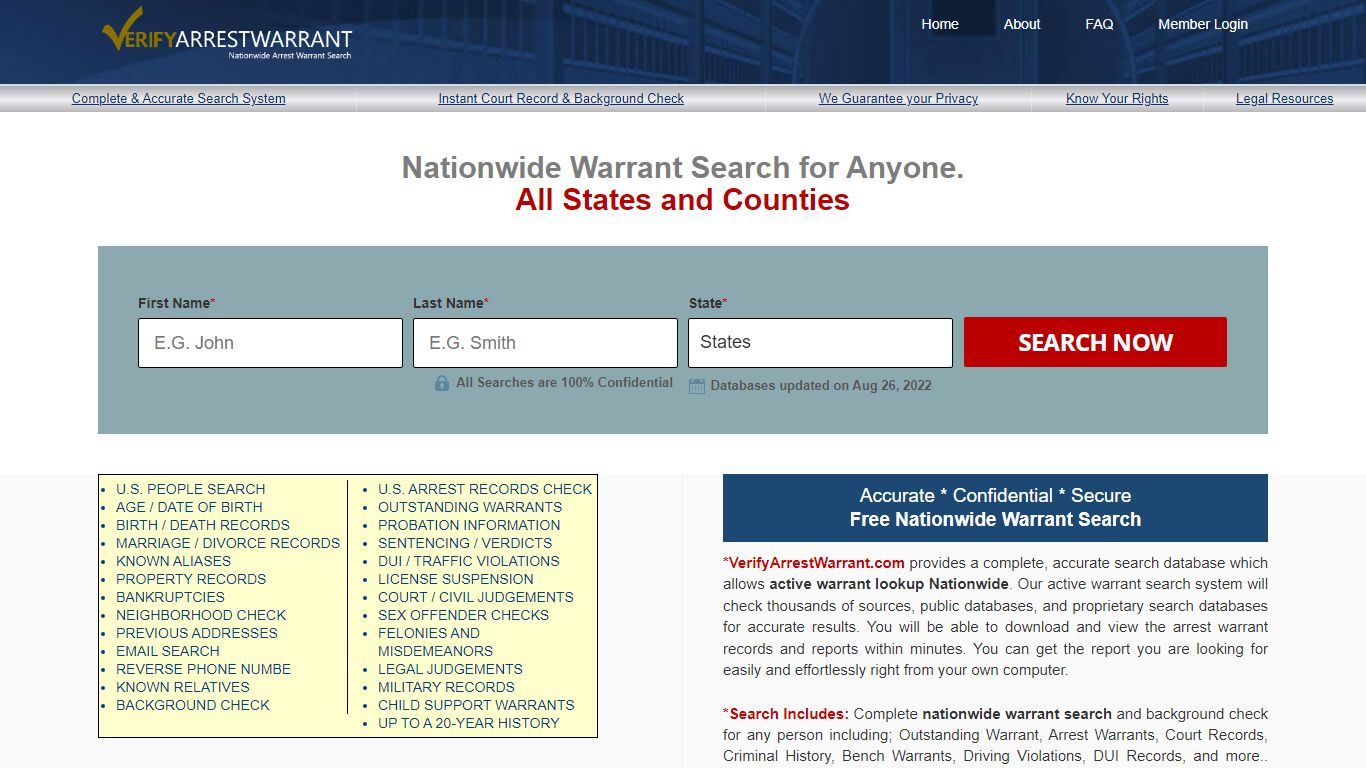 Nationwide Warrant Search | Active Warrant Lookup